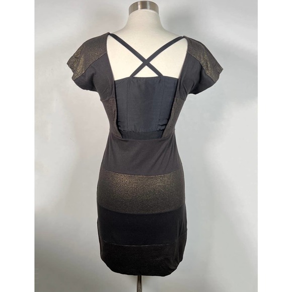 Marc by Marc Jacobs Women's Bustier Dress S Black Gold Striped Button Side EUC! - Picture 3 of 9